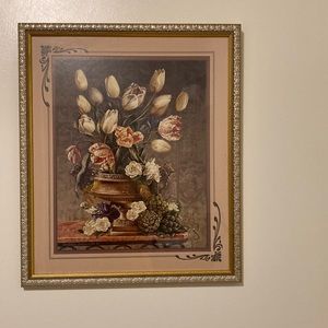 Gold framed floral wall decor